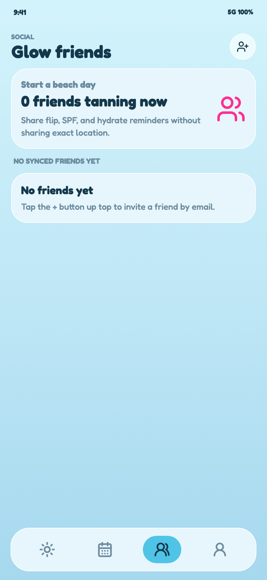 Sol Glow friends screen